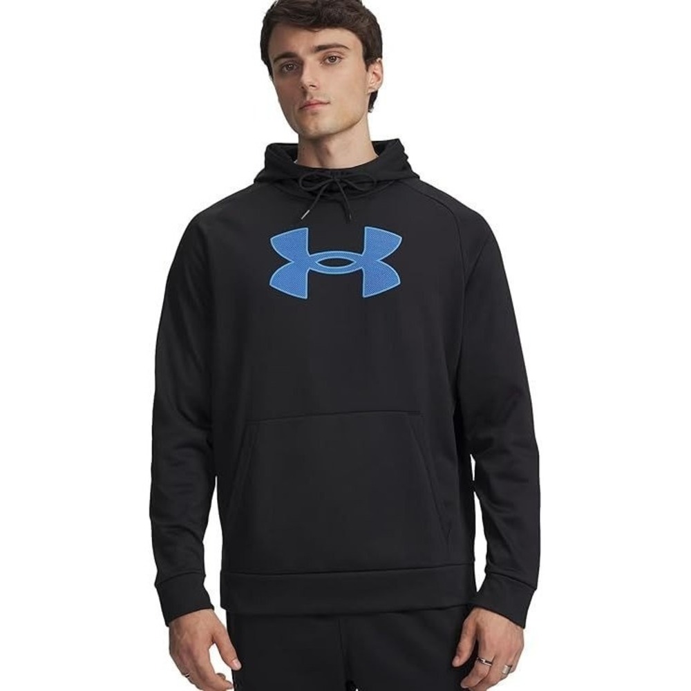 Under Armour Men's Armour Fleece Big Logo Hoodie - Black / Blue - #1379854 - 2XL